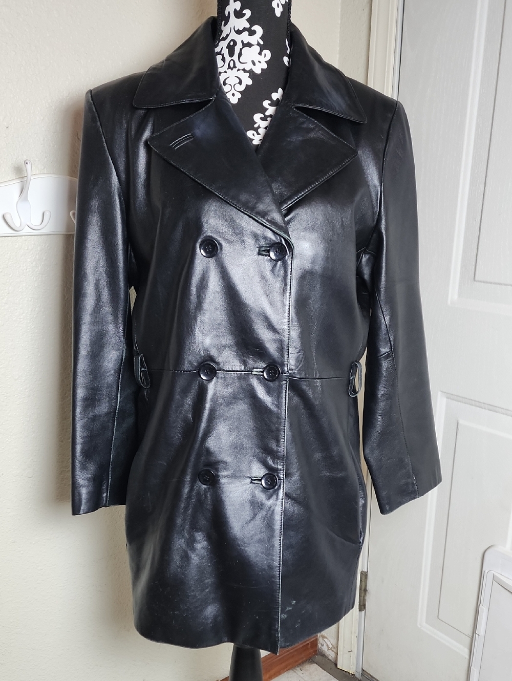 Wilsons Leather Pelle Studio Coat Double Breasted Thinsulate Lining Medium